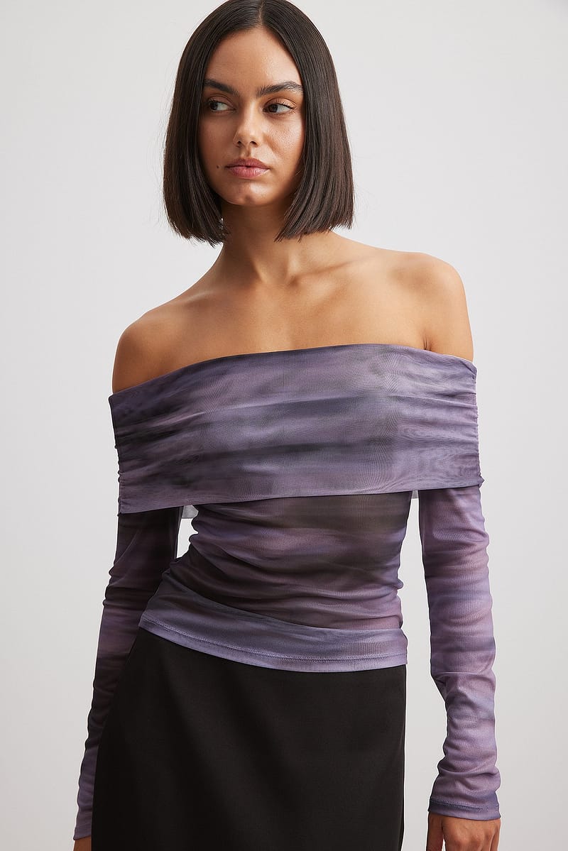 Off Shoulder Mesh Top