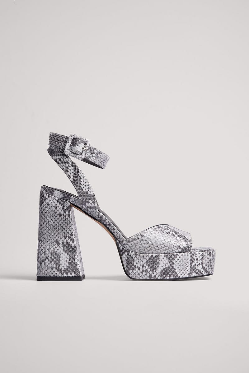Chunky Buckle Plateau Heels