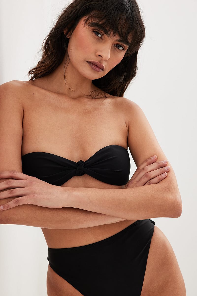 Big Knot Bandeau Bikini Top - Black
