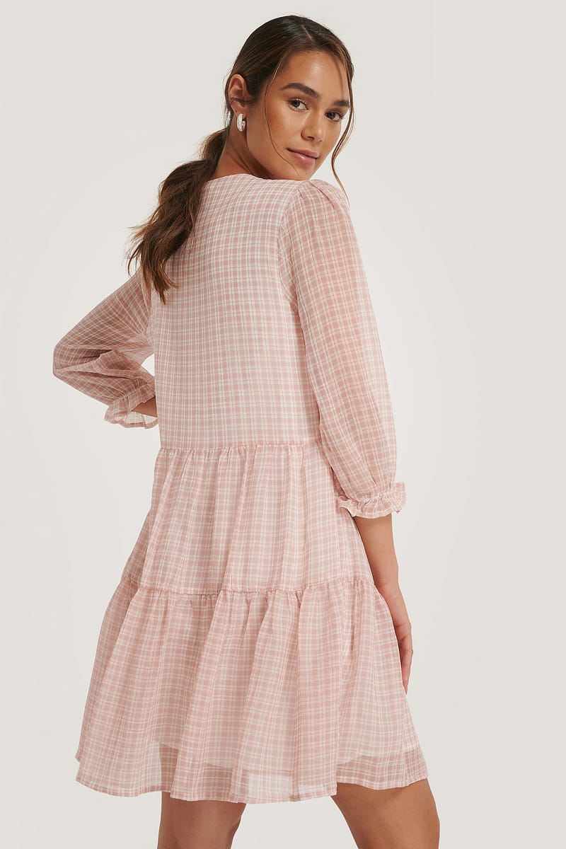 V-neck Checked Dress