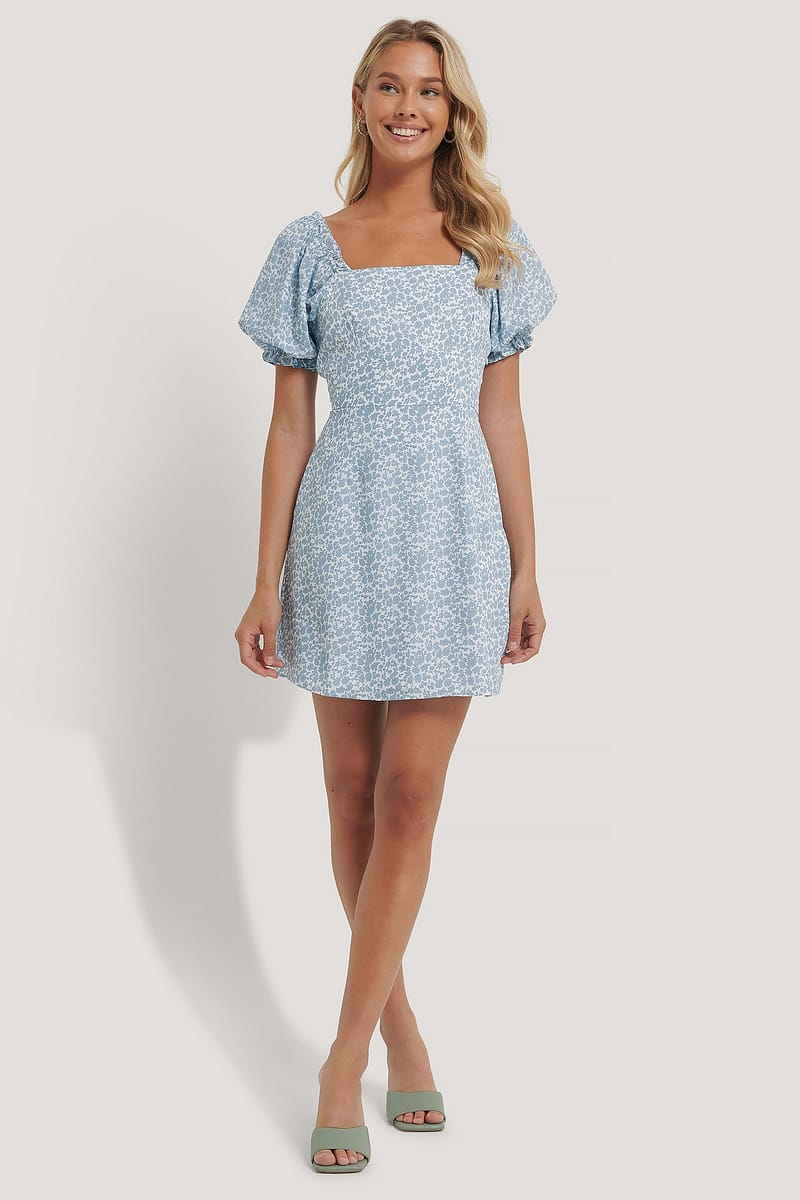 Flounce Puff Sleeve Dress