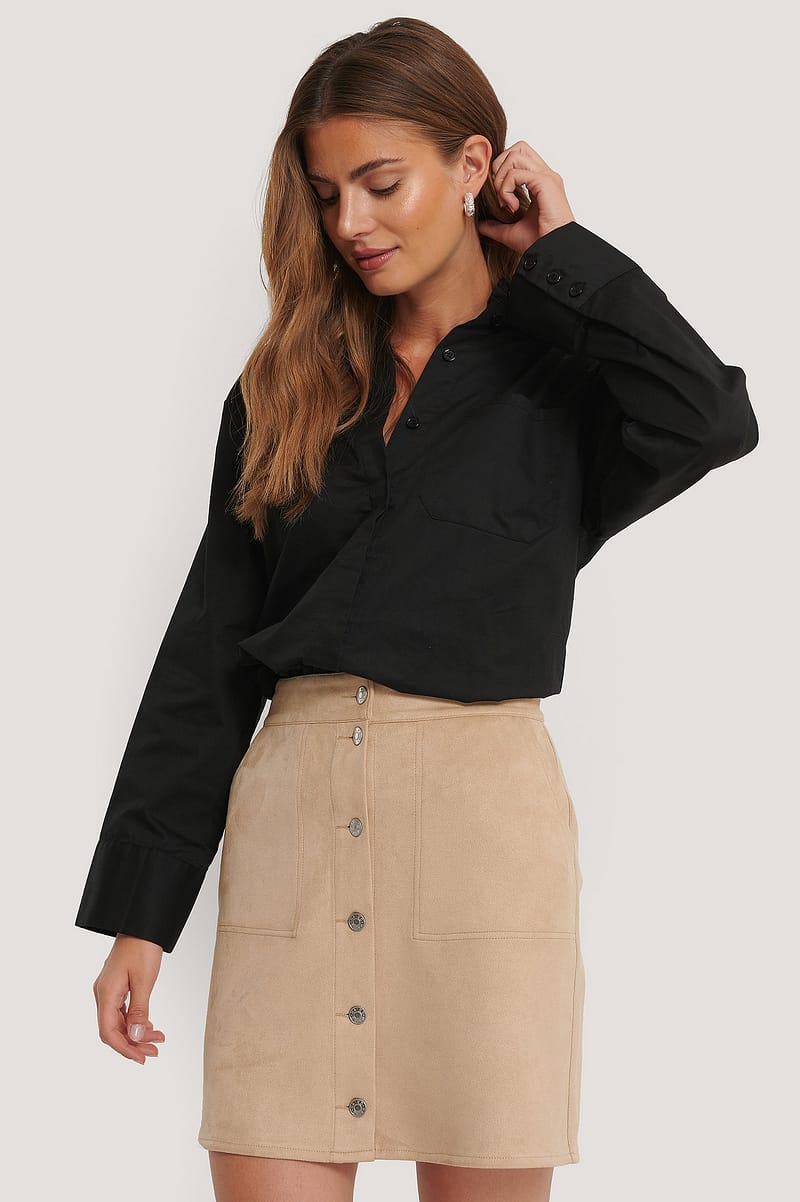 Suede Mini Buttoned Skirt