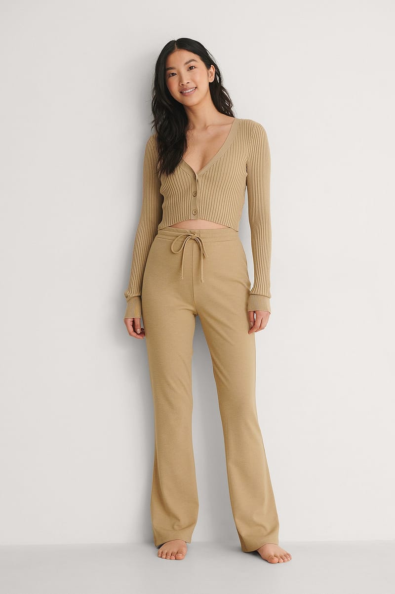 Drawstring Detail Bootcut Pants