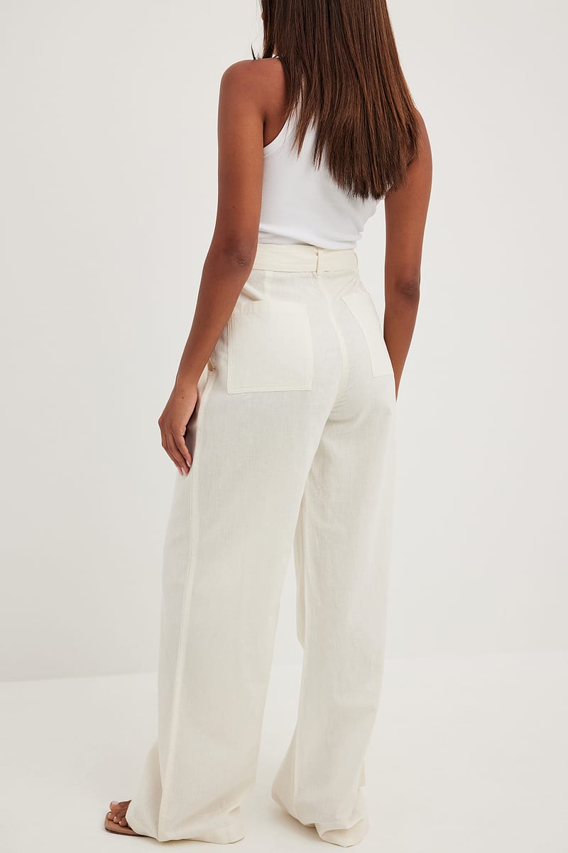 Tie Waist Wide Leg Trousers