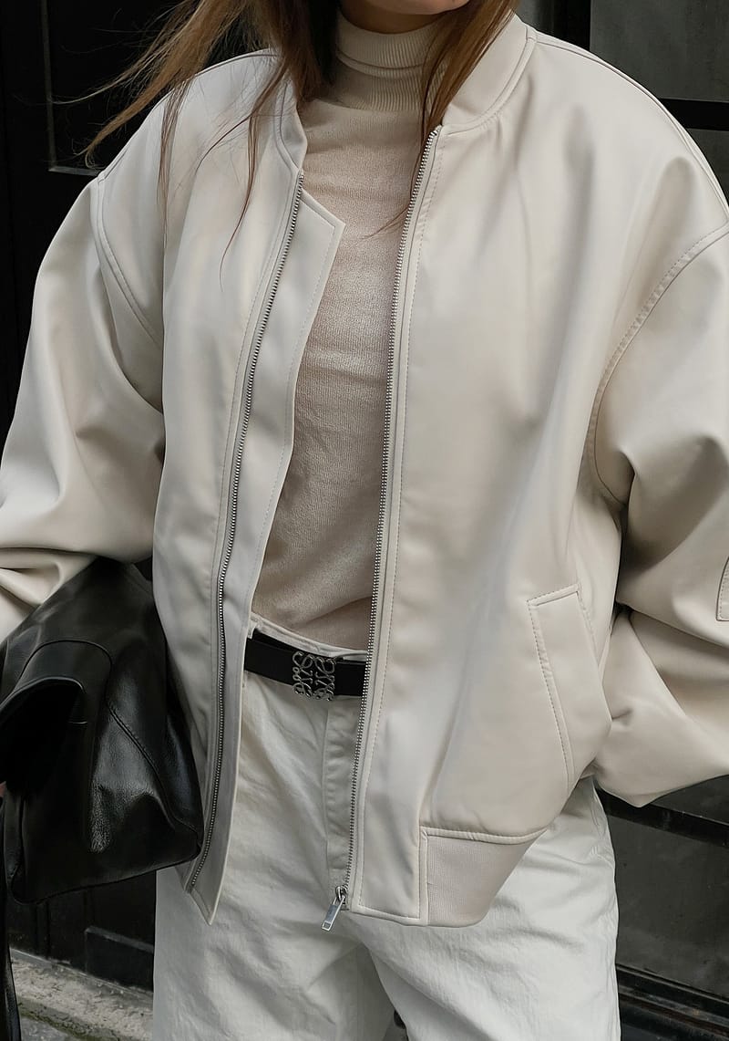 Pu Bomber Jacket - Offwhite