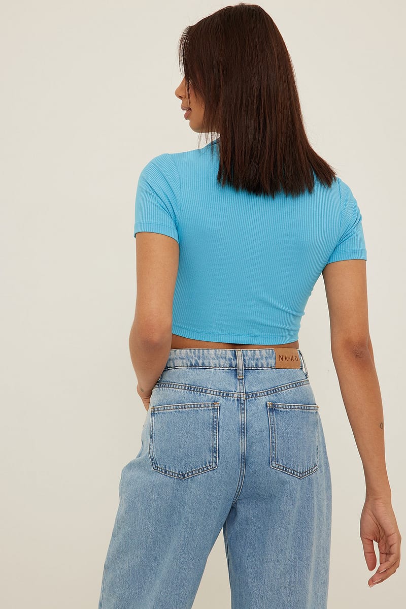 Collar Crop Rib Top