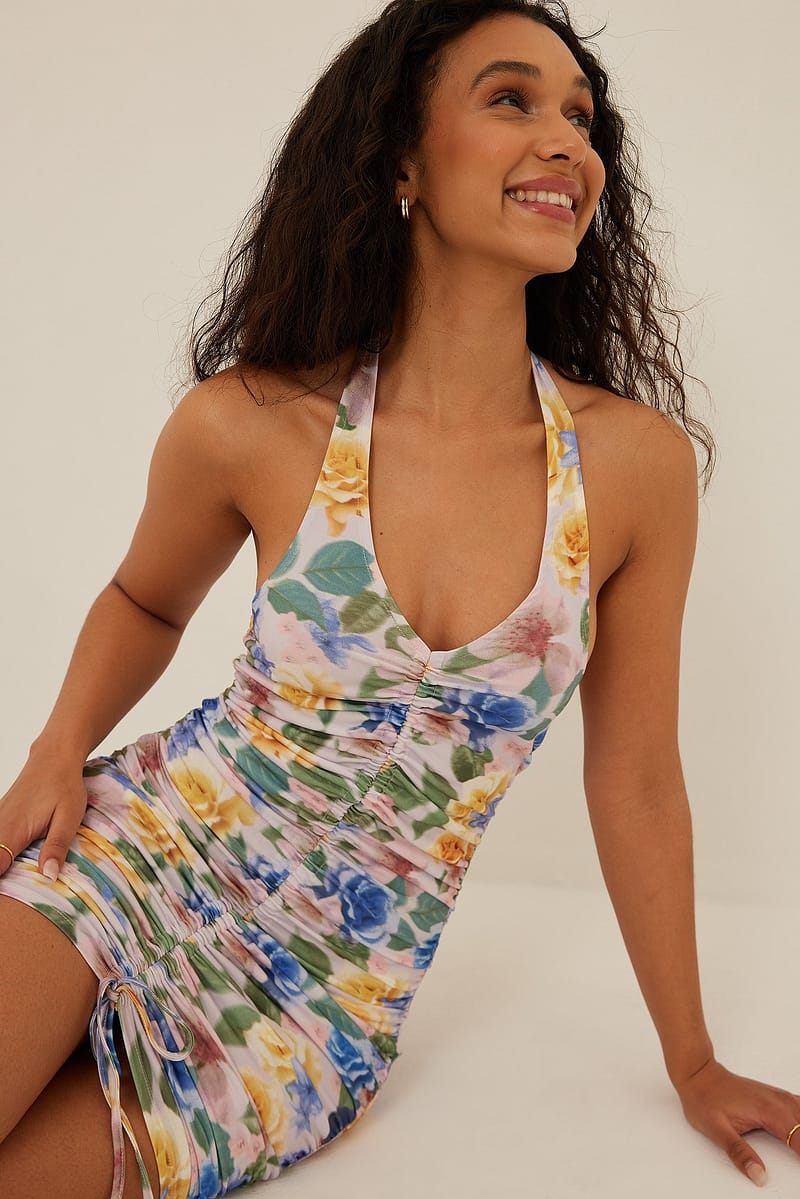 Halterneck Drawstring Dress