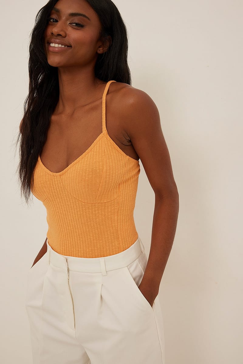 Cup Detail Singlet - Orange