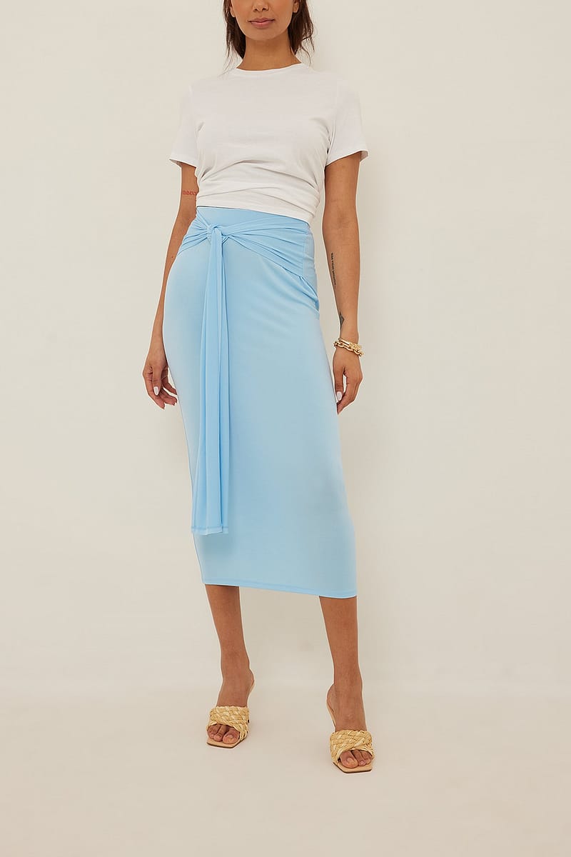 Belt Detail Midi Skirt