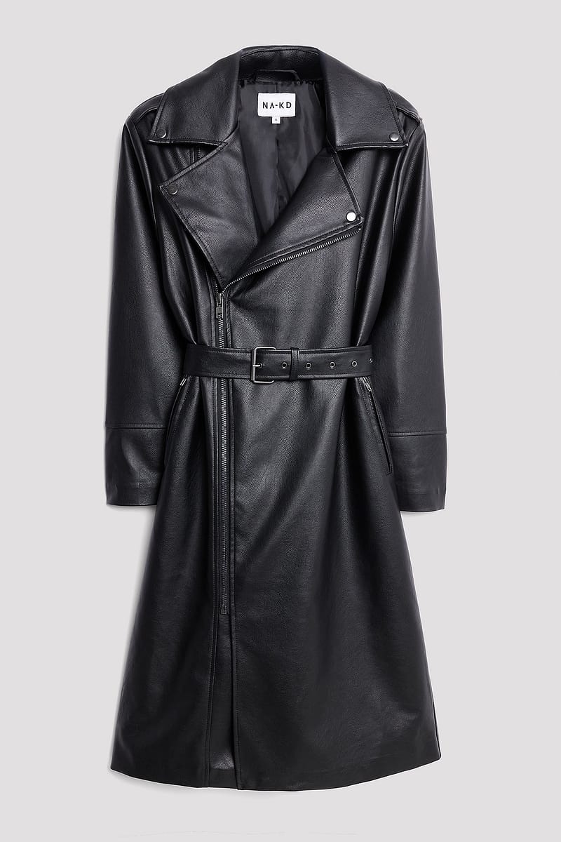 Long Biker Pu Trenchcoat