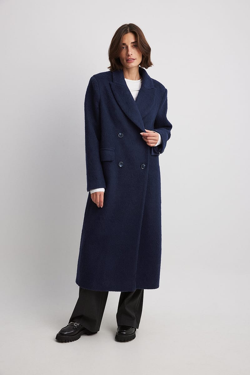 Double Breasted Wool Blend Coat
