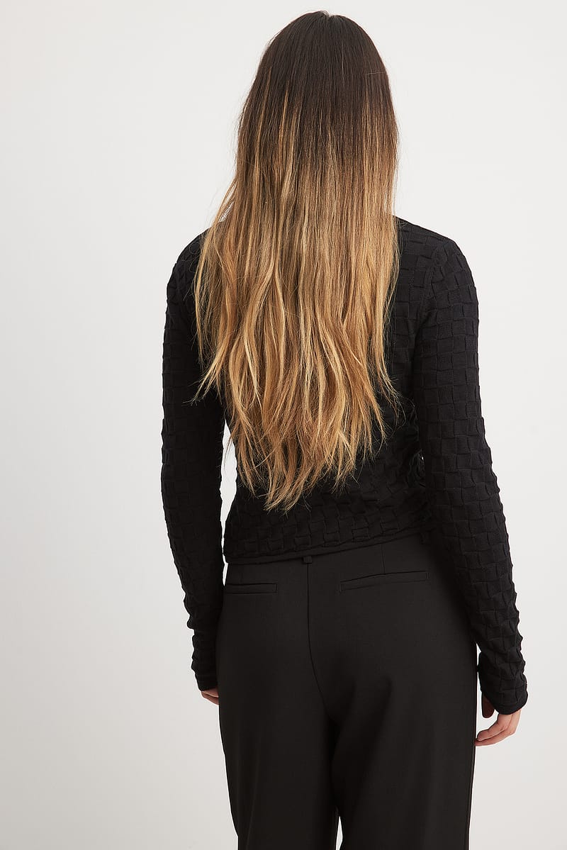 Square Knit Tie Detail Cardigan