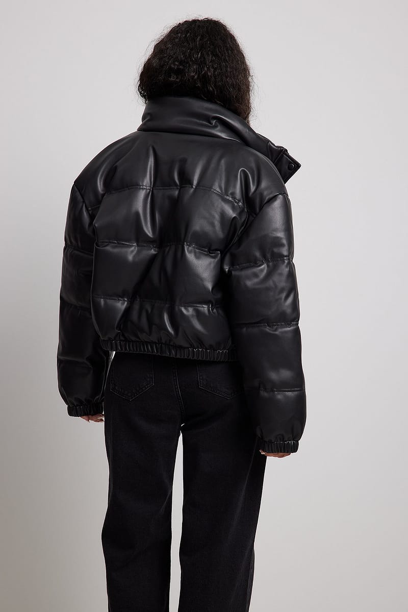 Cropped Padded Pu Jacket