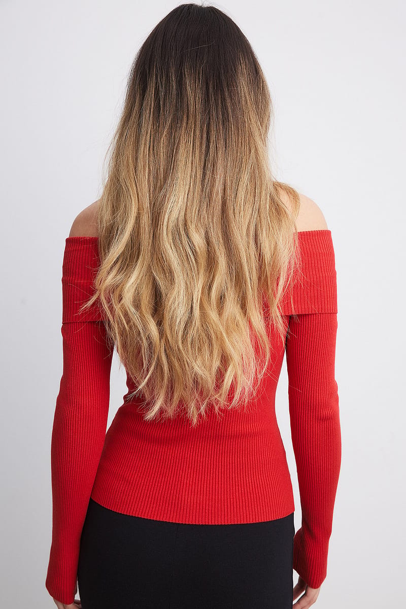 Folded Offshoulder Knitted Top