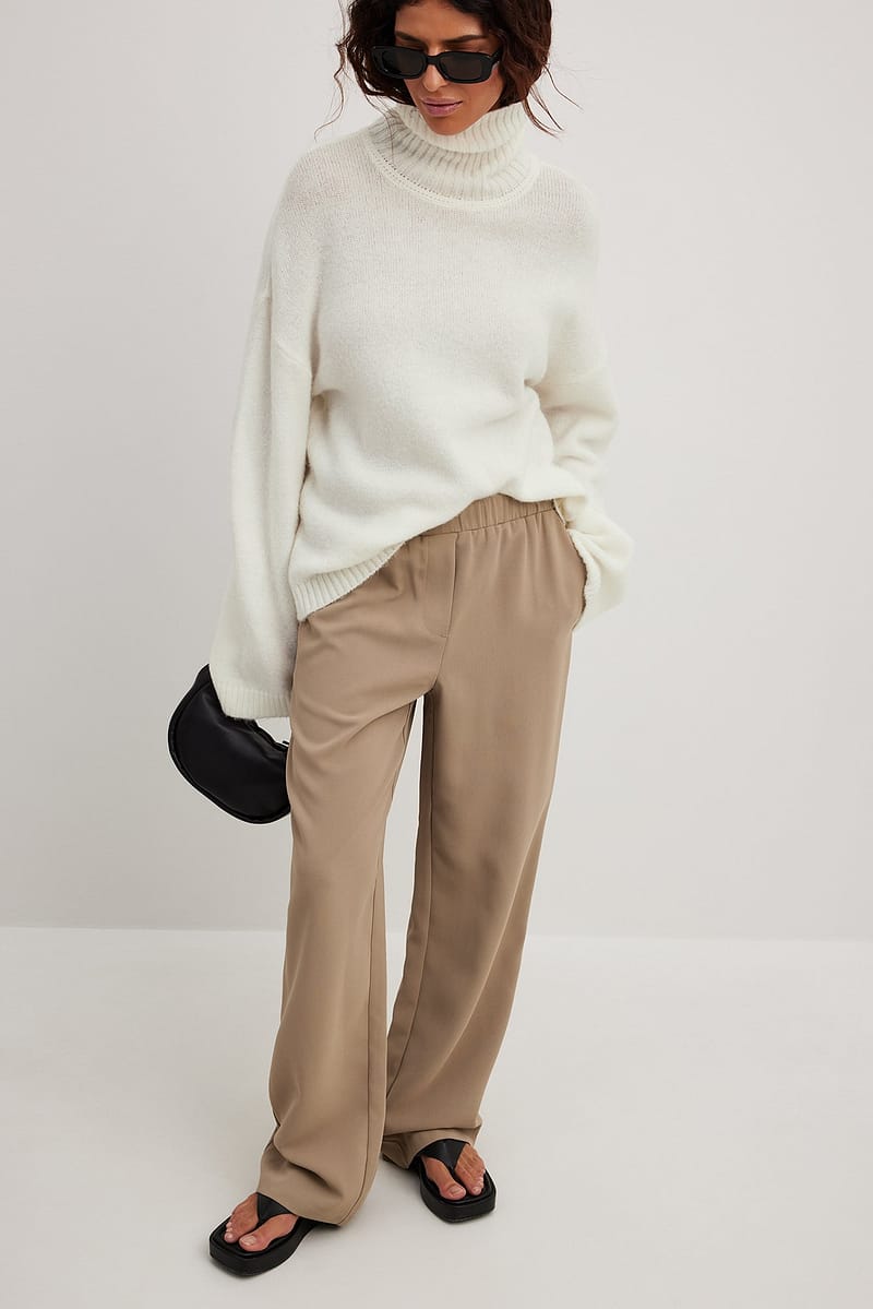 Elastic Waist Wide Leg Pants
