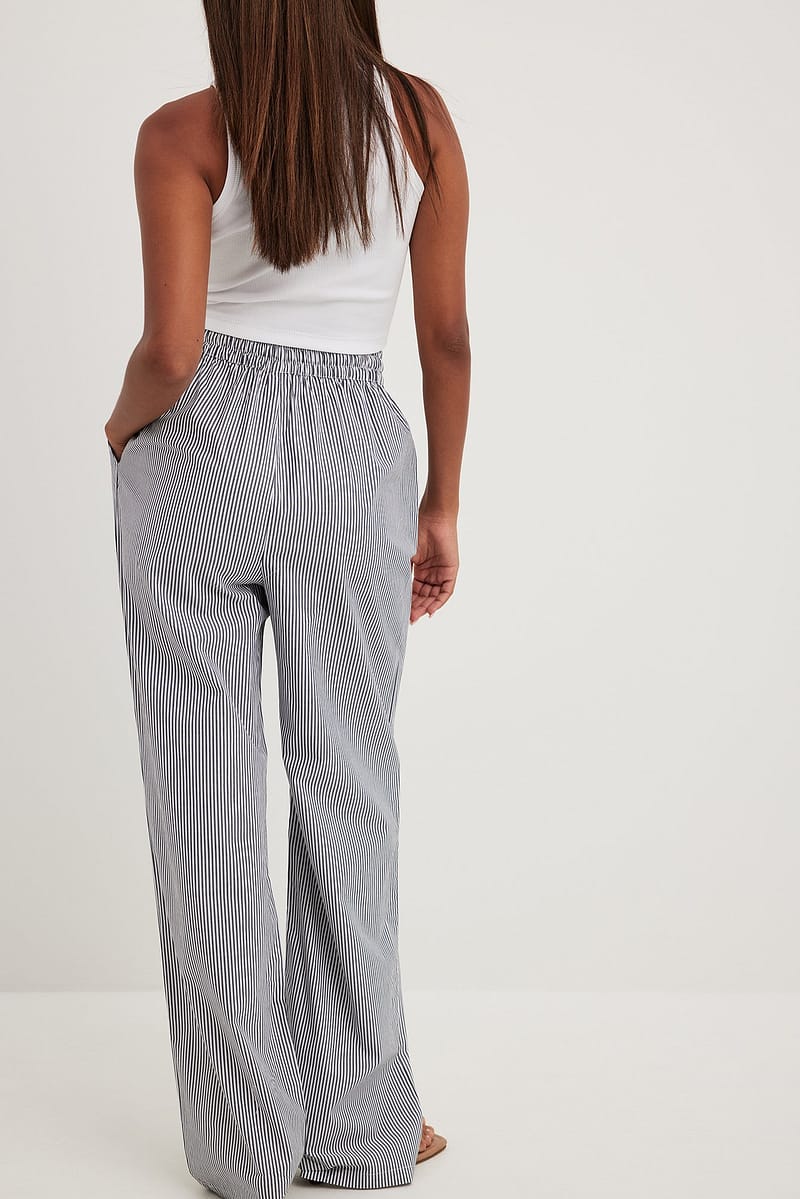 Striped Cotton Drawstring Pants - Stripe