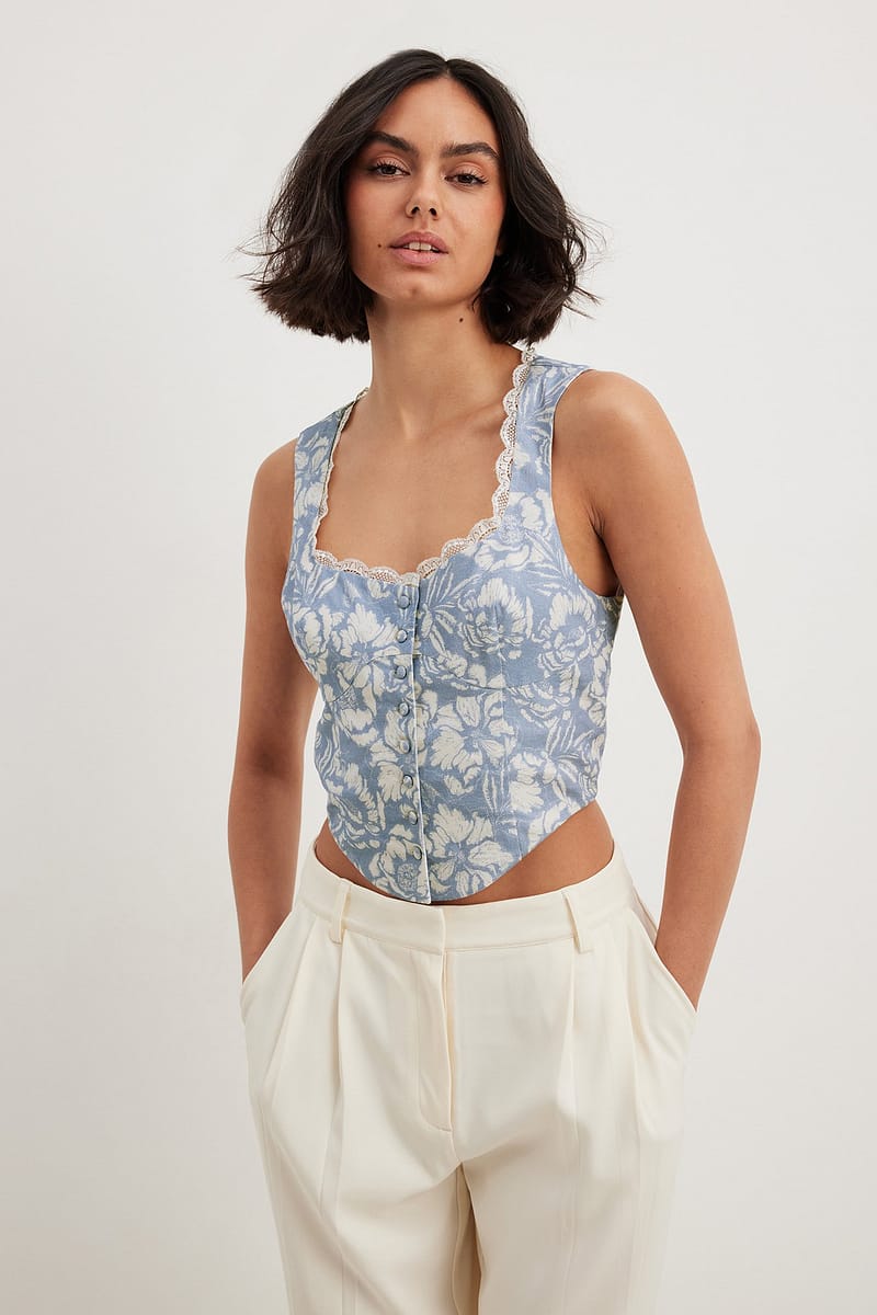 Front Button Lace Top
