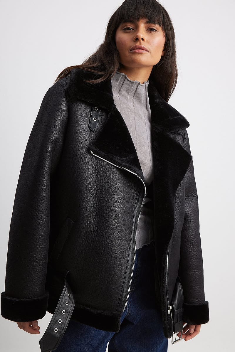 Classic Bonded Aviator Jacket - Black