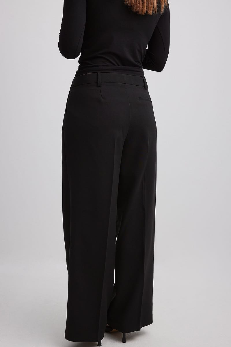 Heavy Wide Mid Waist Suit Pants