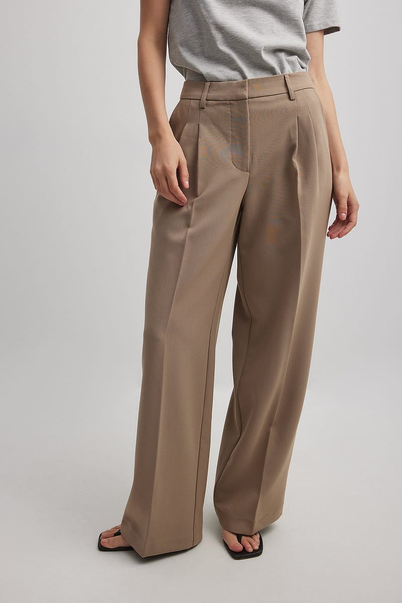 Heavy Wide Mid Waist Suit Pants