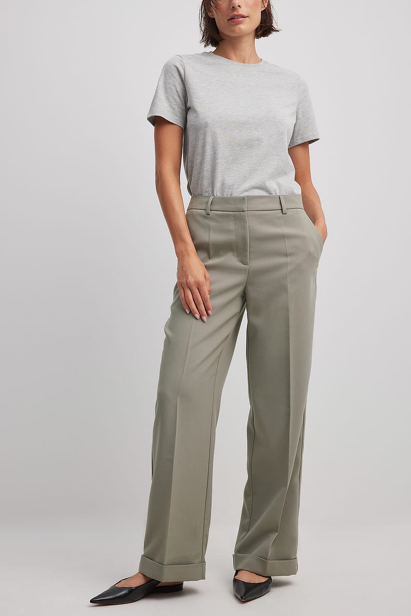 Fold Up Mid Waist Pants
