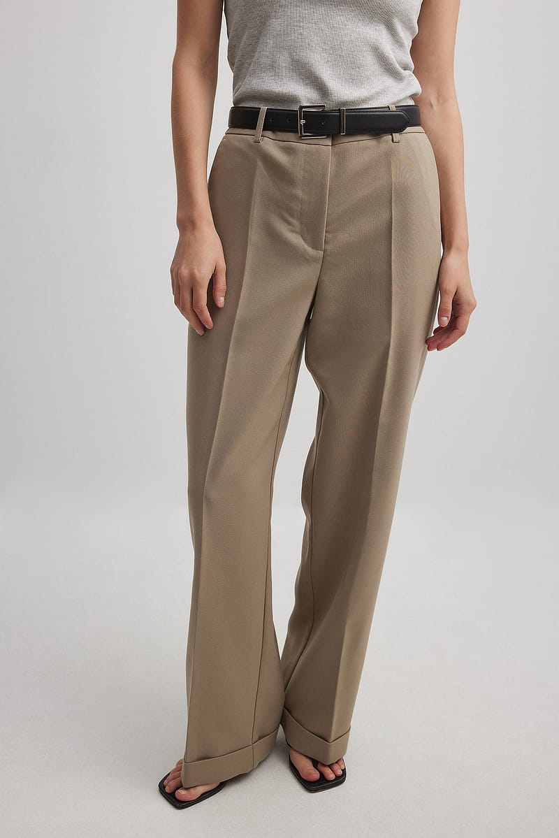 Fold Up Mid Waist Pants