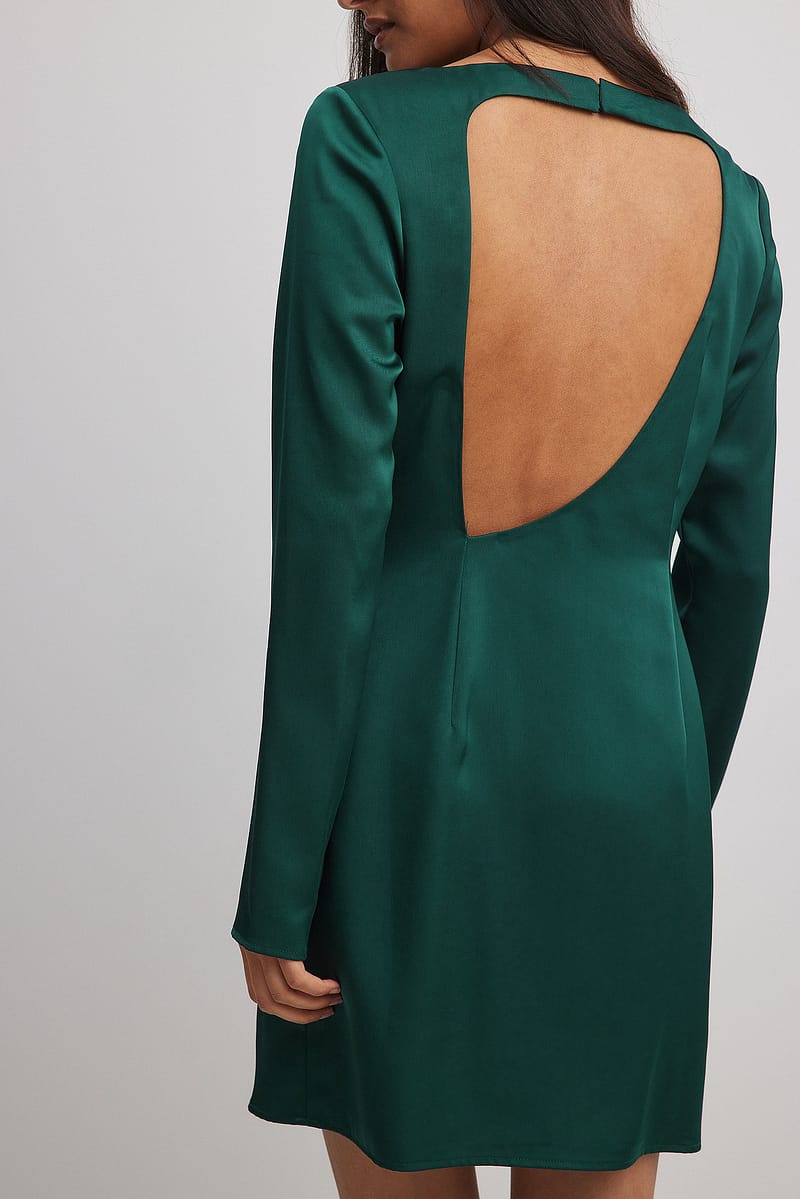Asymmetric Open Back Mini Dress - Petrol