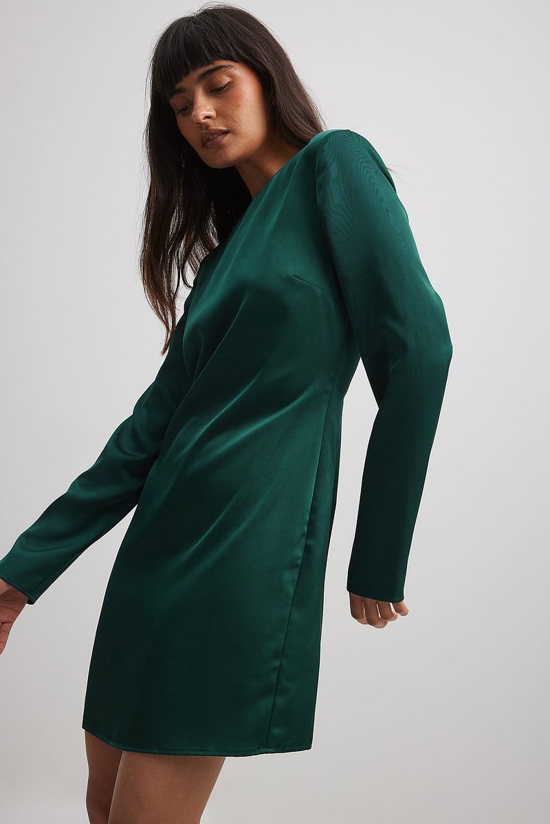 Asymmetric Open Back Mini Dress - Petrol