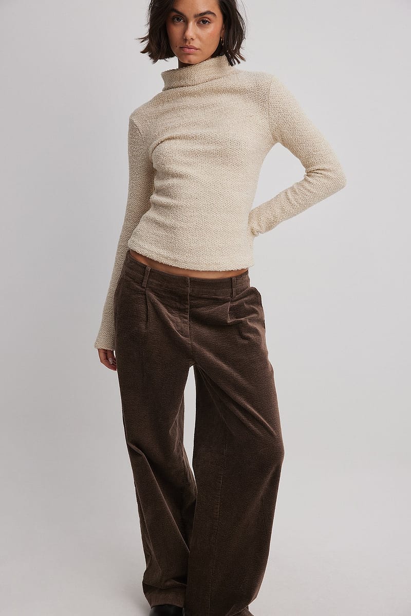 Cord Loose Low Waist Pants