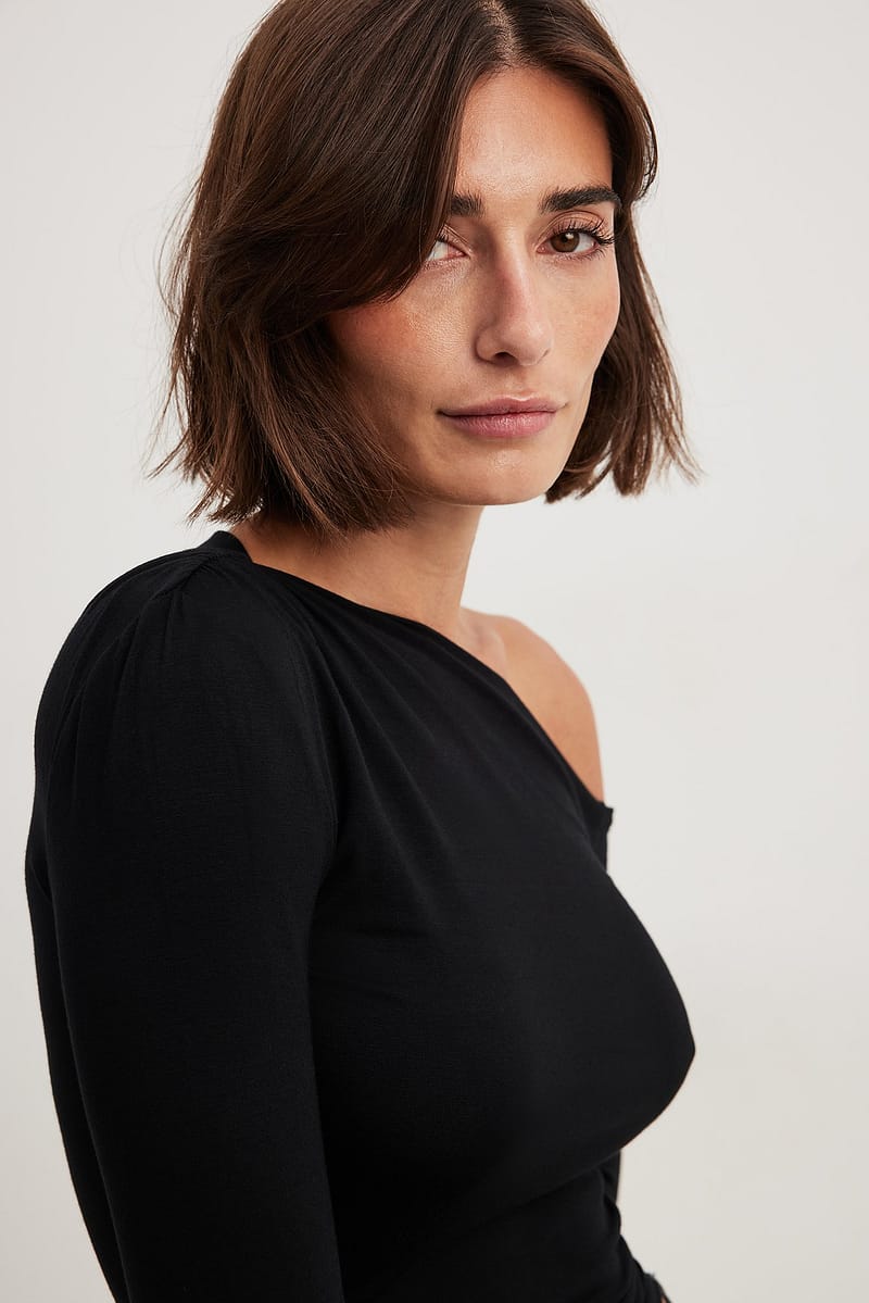 Off Shoulder Jersey Top - Black
