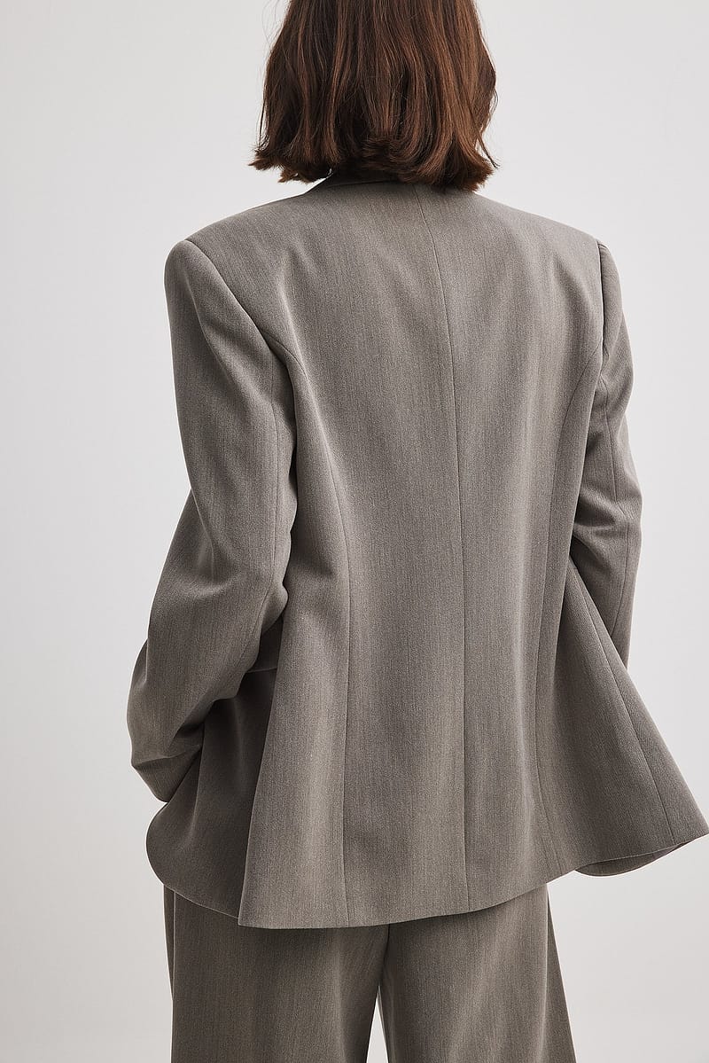 Fitted Overlap Blazer - Grey