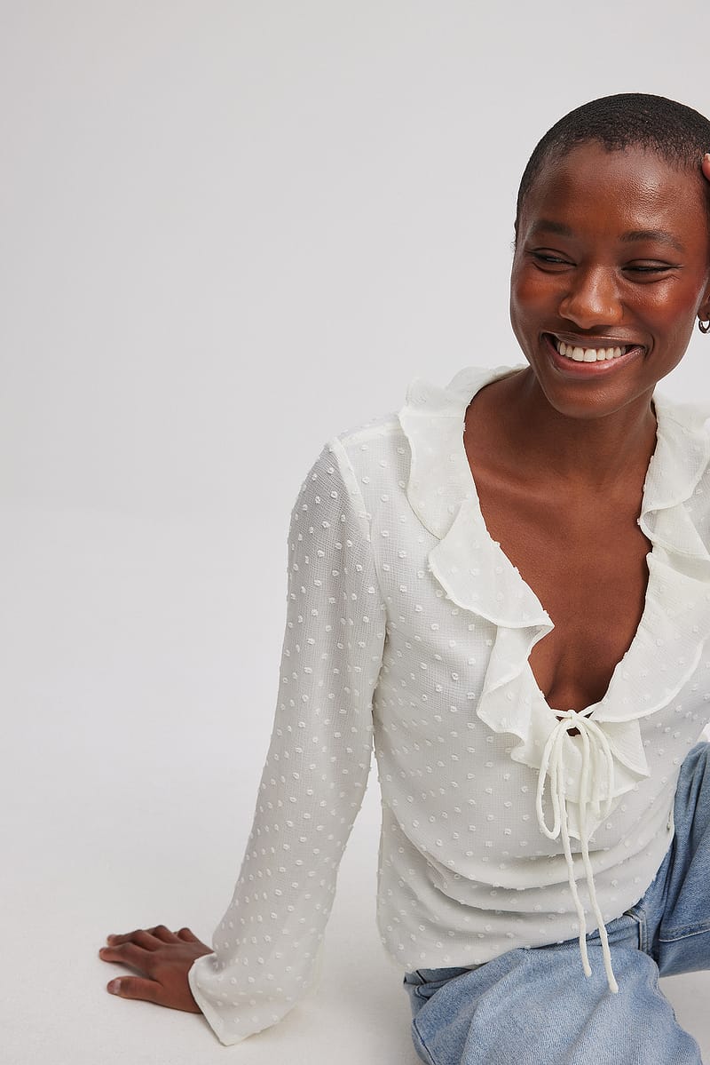 V-neck Frill Blouse