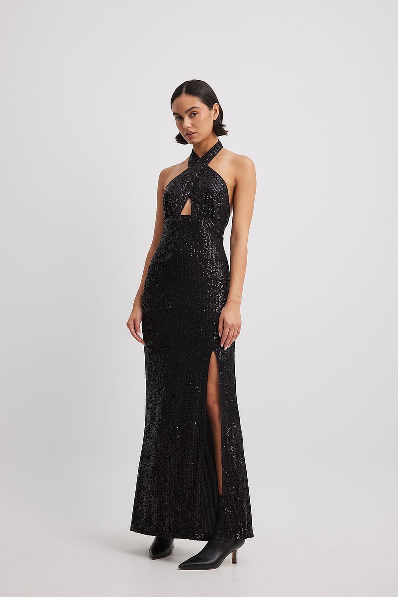 Halterneck Keyhole Detail Maxi Dress