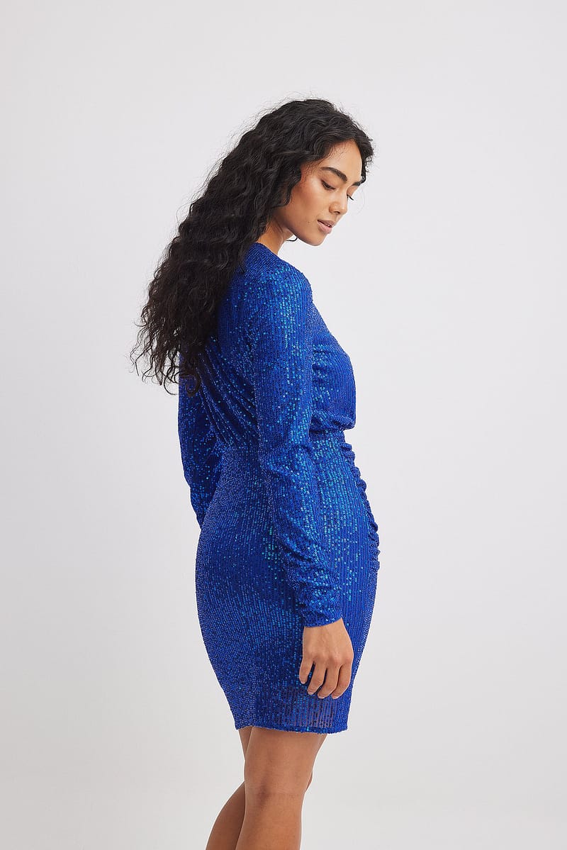 Rouched Sequin Mini Dress