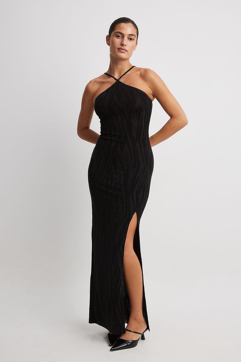 Glitter Jacquard Maxi Dress