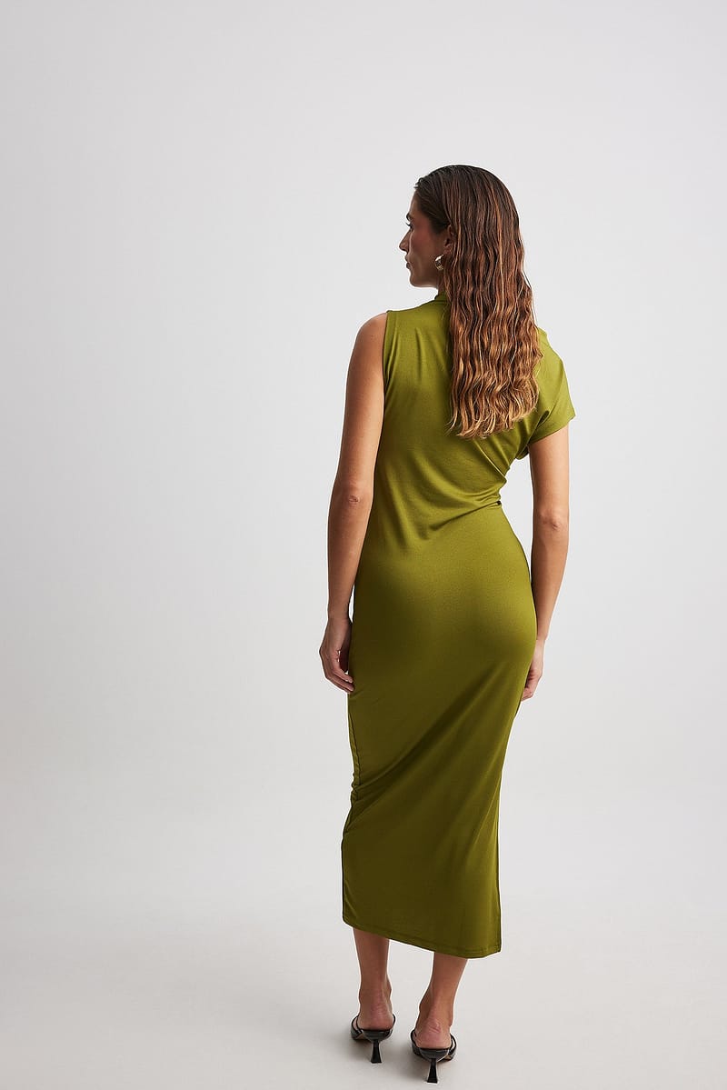 Asymmetric Jersey Midi Dress
