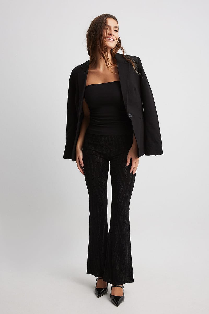 Glitter Jacquard Pants - Black