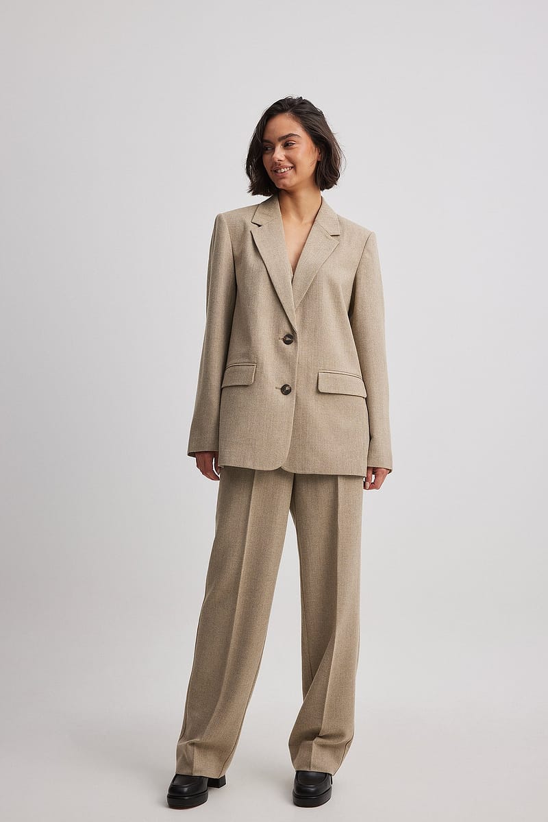 Wool Blend Herringbone Suit Pants