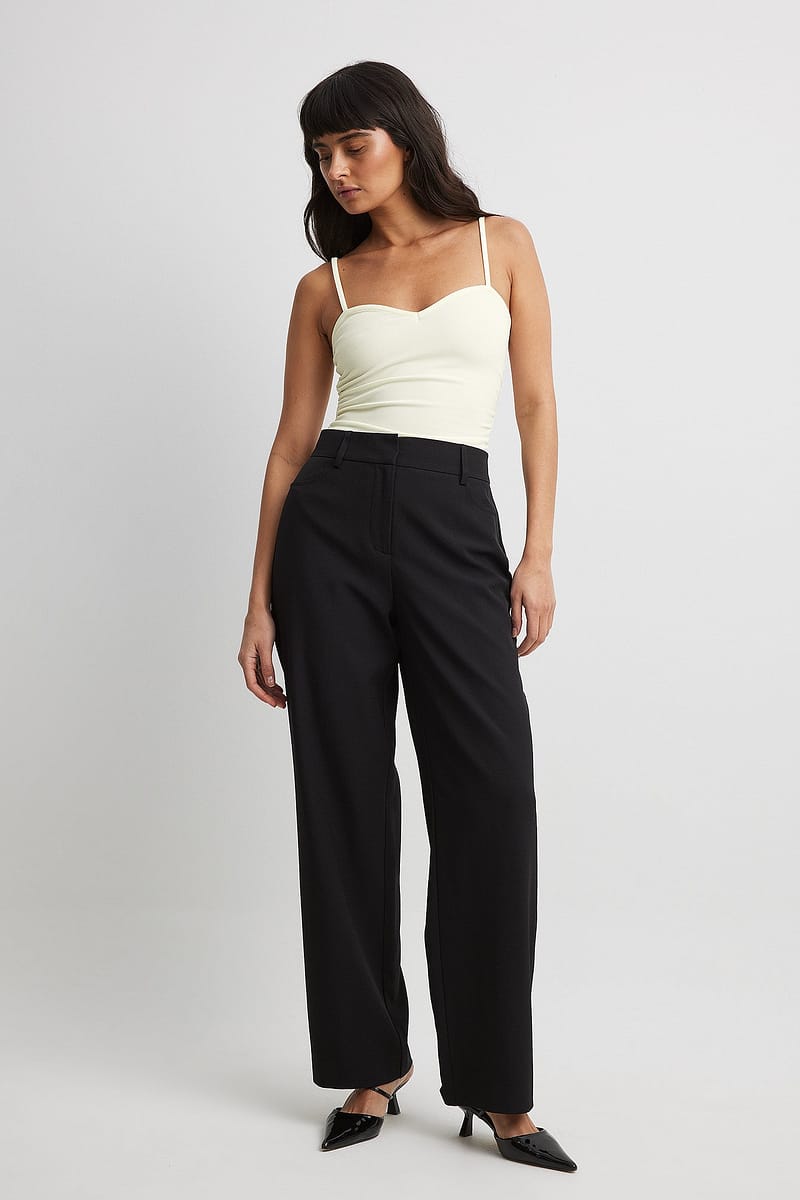 High Waist Suit Pants - Black