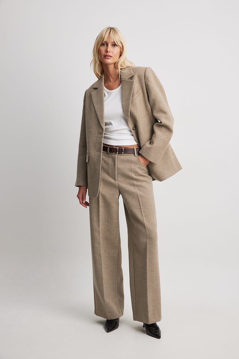 Heavy Mid Waist Suit Pants