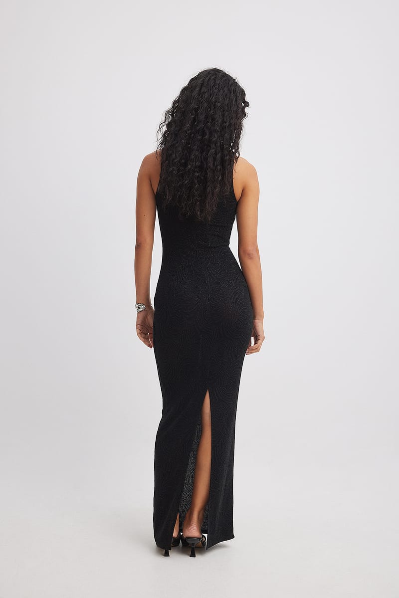 Jacquard Glitter Sleeveless Maxi Dress
