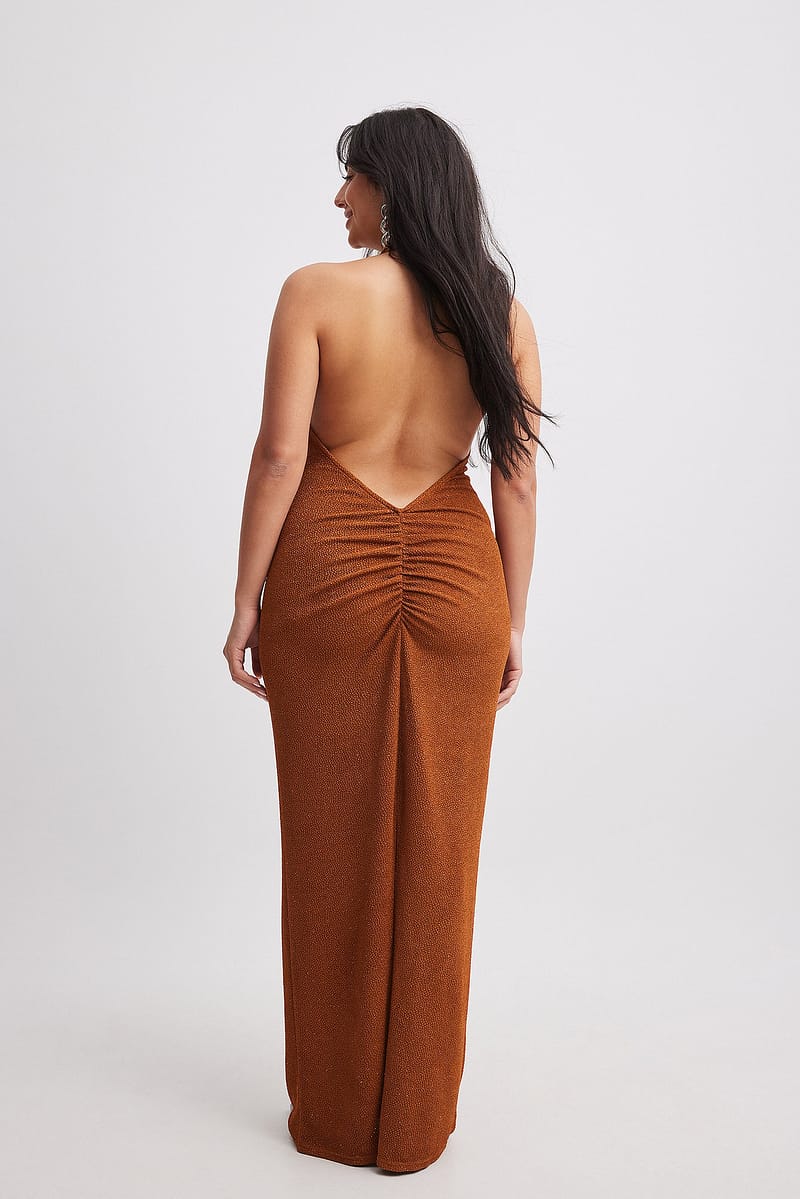 Deep Back Glitter Maxi Dress