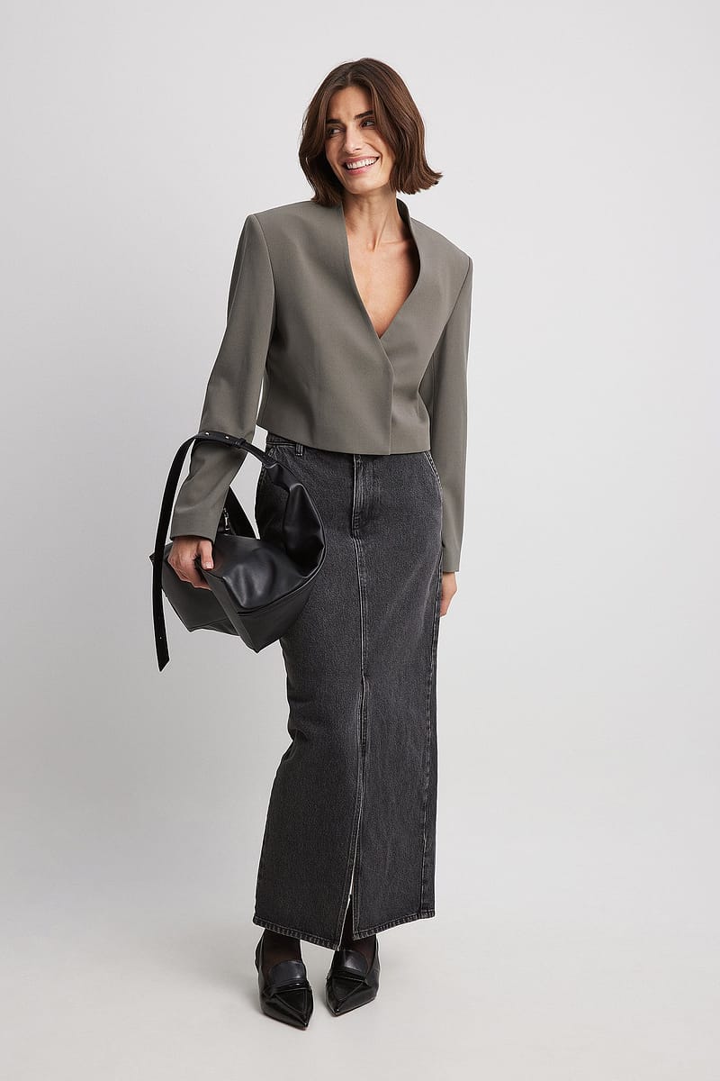 Cropped Overlap Blazer