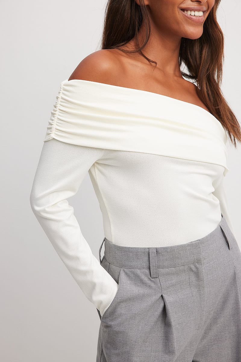 Off Shoulder Jersey Top - Offwhite