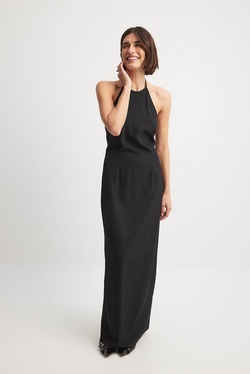 Buckle Detail Open Back Maxi Dress