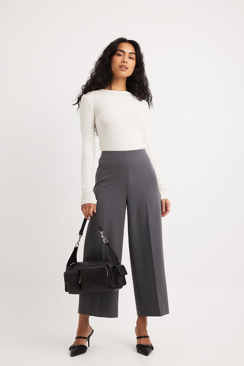Culotte High Waist Pants - Dark Grey