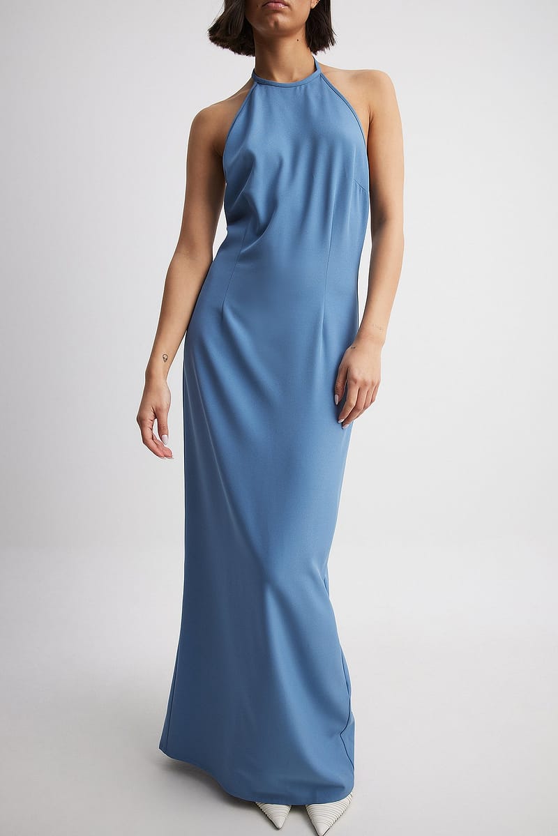 Buckle Detail Open Back Maxi Dress