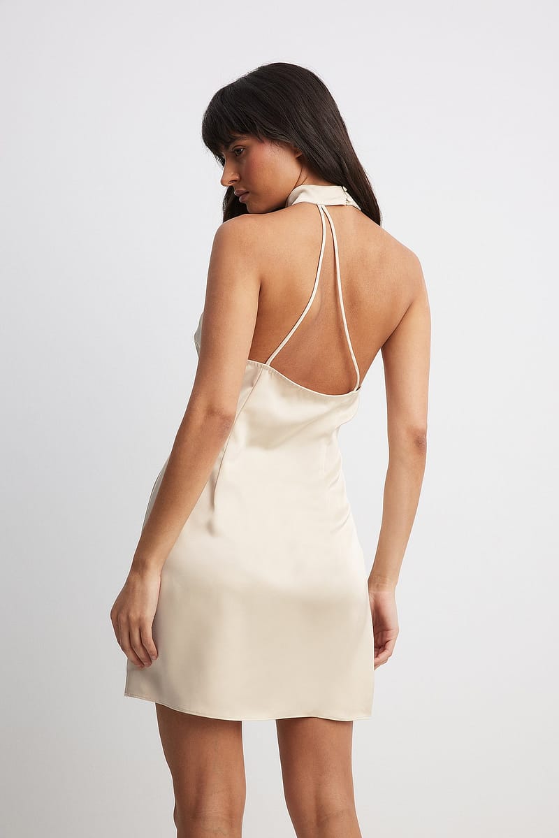 Halterneck Mini Dress - Champagne