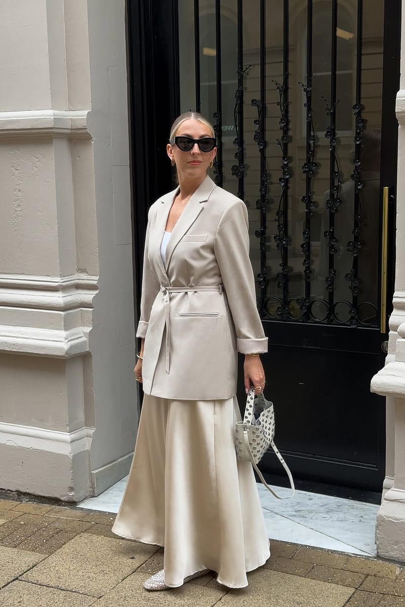 Tailored Belted Blazer - Beige