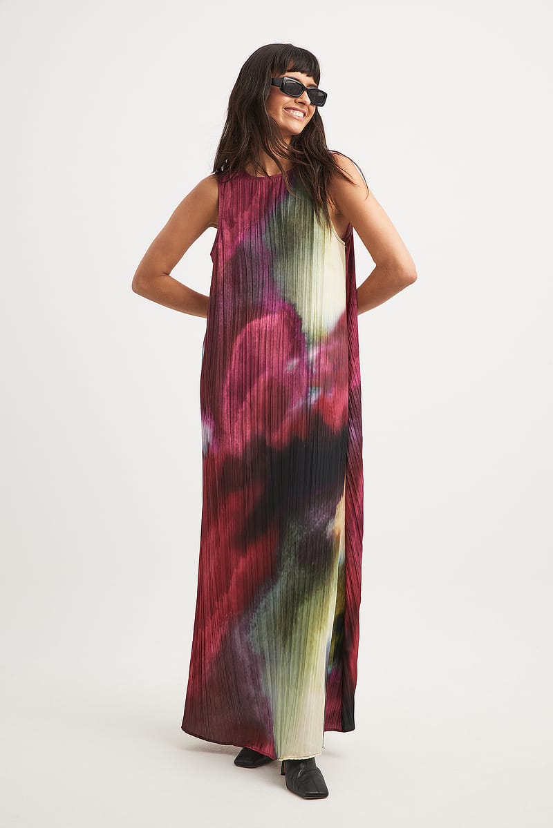 Printed Deep Back Maxi Dress